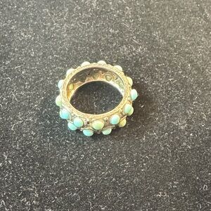 Silver and Turquoise Eternity Band size 7 1/4